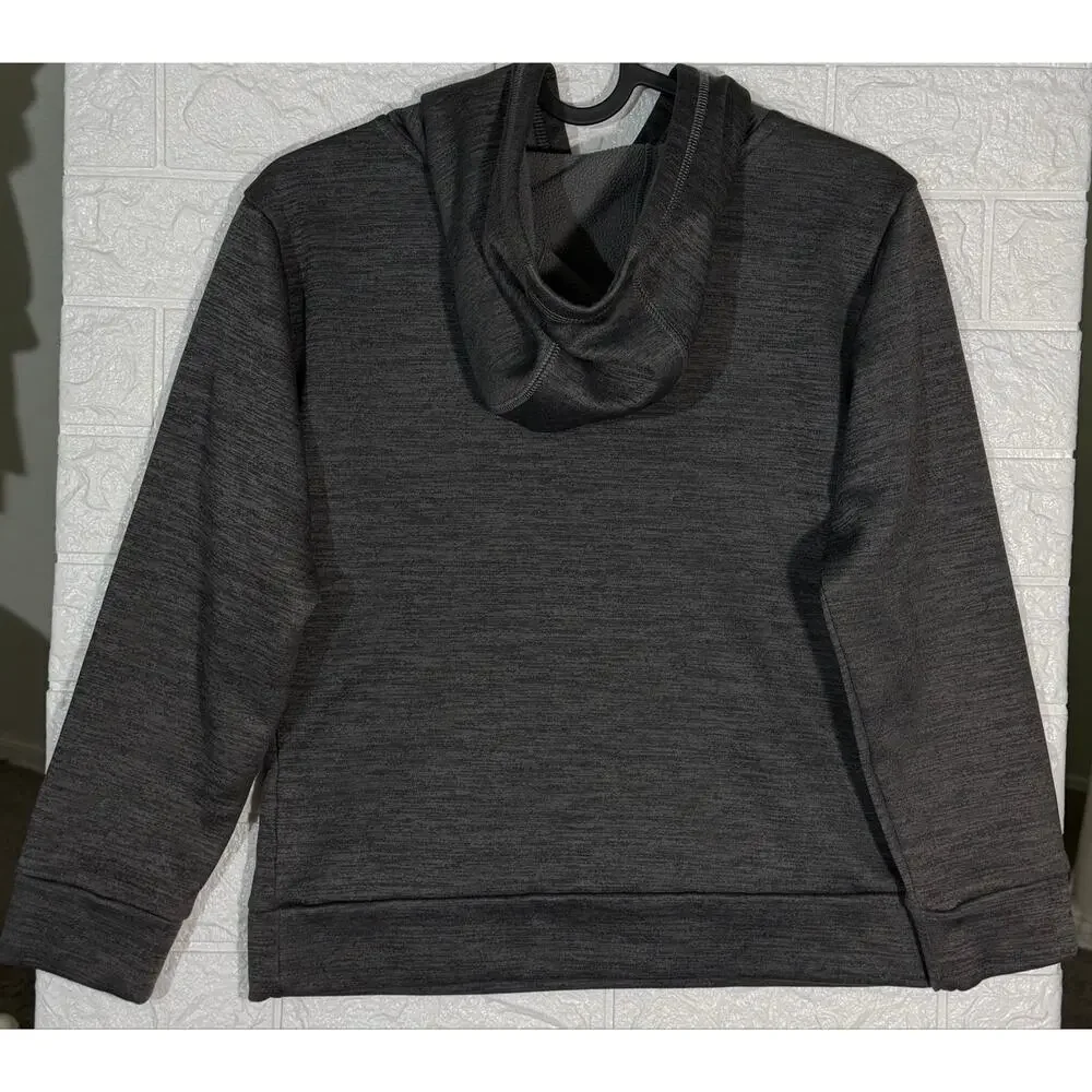 Adidas Boys Size 8 Small Gray Green Logo Fleece Pullover Hoodie